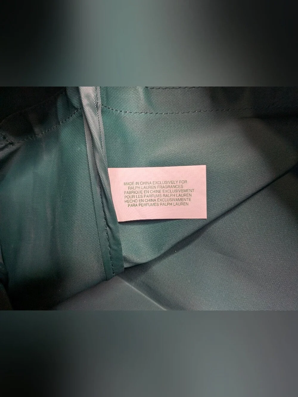 Polo Ralph Lauren Fragrances Duffle Bag Green Canvas Brown Leatherette Piping